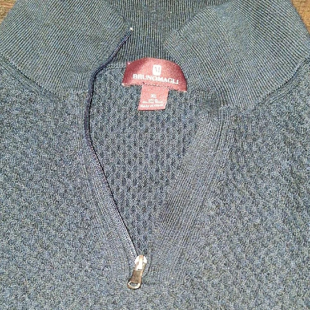 Bruno Magli Black/Merino Wool Sweater with Brown Label
